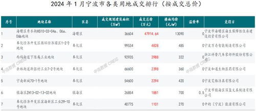 2024年1月宁波房地产企业销售业绩top20